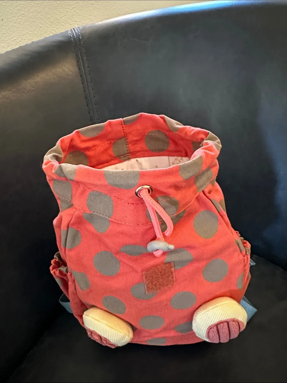 Kids Toddler Coral Polka Dot Bunny Backpack Roraailey
